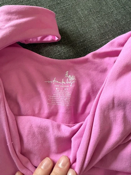 Free People Bright Pink Scoop Neck Bodysuit - Picture 3 of 3